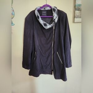 Bloomchic felt jacket womens plus size black plaid design 22/24 3X NWT